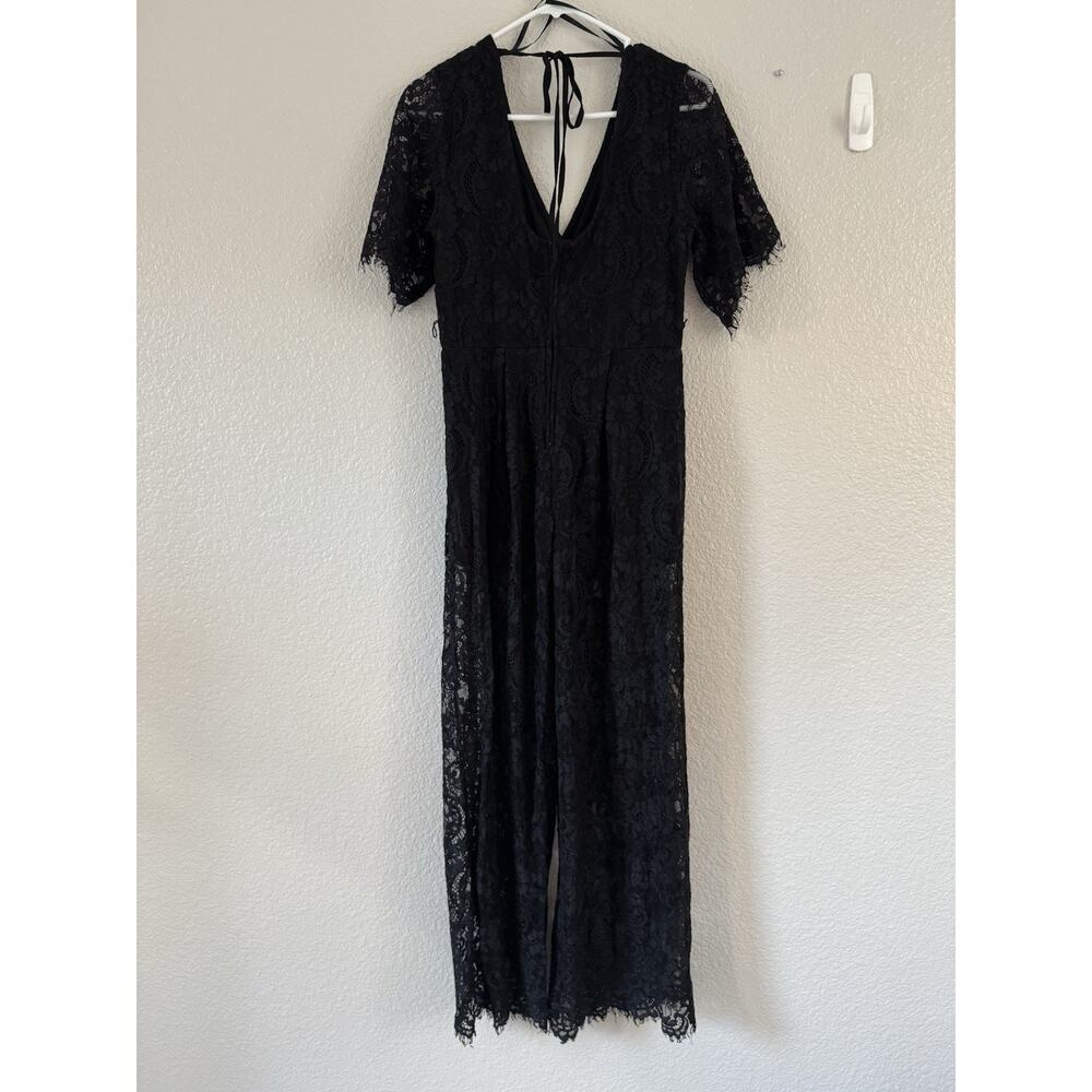 Trixxi Black Lace Wide Leg Jumpsuit EUC Romantic Feminine Size Large Chic - Picture 4 of 7